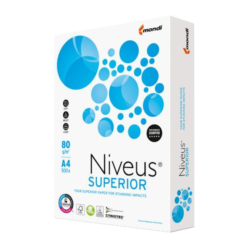 Папір для друку NIVEUS SUPERIOR A4, 80 г/м2, 500 арк., білий